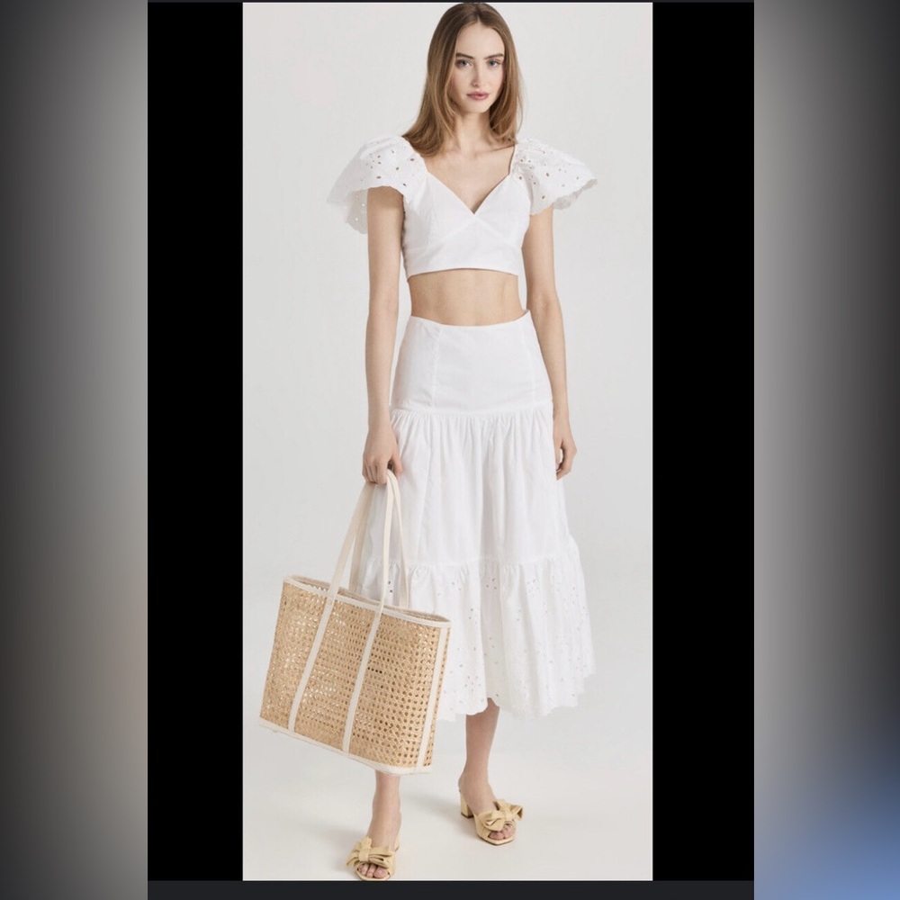 En Saison White Midi Skirt